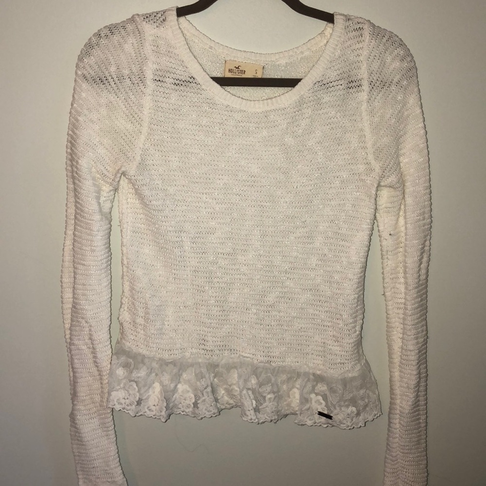 White sweater with lace bottom